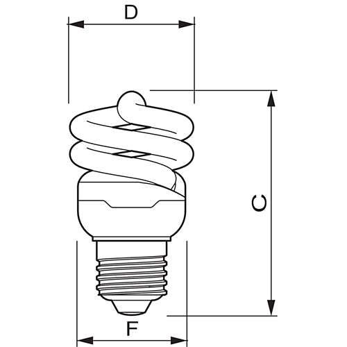 Лампа энергосберегающая Philips "Tornado T2 1PF/6", 8 Вт, 6500 К, холодный белый, E27, S форма