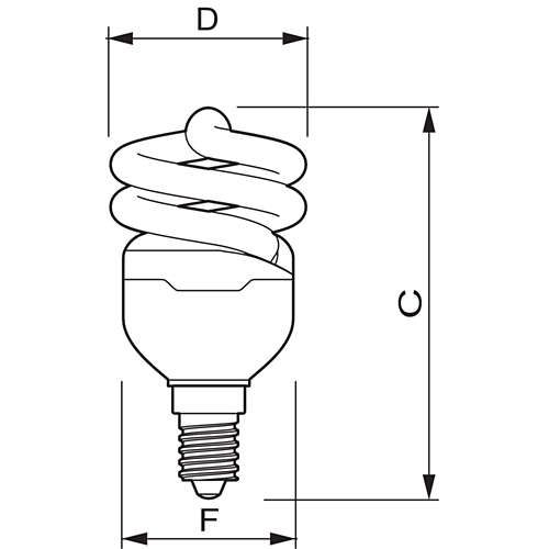 Лампа энергосберегающая Philips "Tornado T2 1PF/6", 8 Вт, 2700 К, теплый белый, E14, S форма