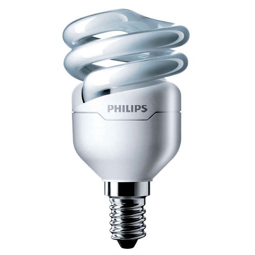 Лампа энергосберегающая Philips "Tornado T2 1PF/6", 8 Вт, 6500 К, холодный белый, E14, S форма