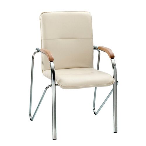 Кресло для посетителей SAMBA V-1 1.031, искусственная кожа, белое / Стулья