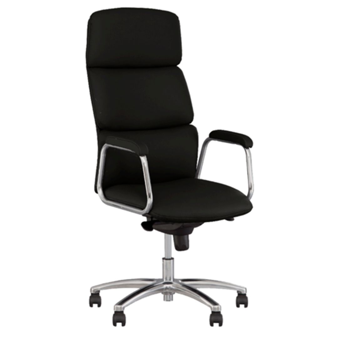 Кресло для руководителей CALIFORNIA STEEL CHROME ECO-30, искусственная кожа, черное / Кресла для руководителей