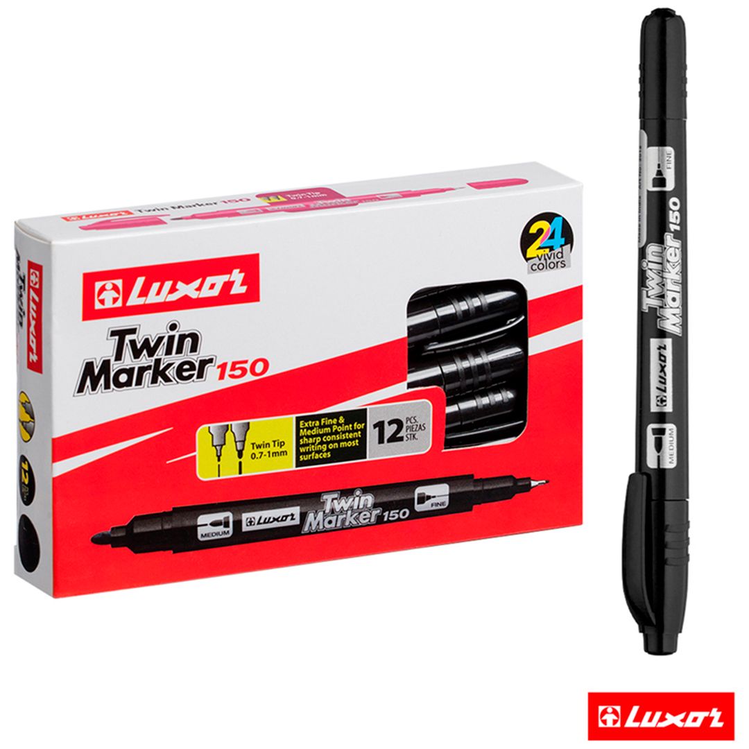 Маркер перманентный Luxor "150", двусторонний, 0,7-1 мм, черный, цена за штуку / Маркеры перманентные нестираемые №4