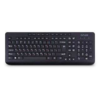 Клавиатура проводная Delux DLK-02UB, ENG/RUS/KAZ, 10 мультимедийных клавиш, USB, черная / Клавиатуры проводные