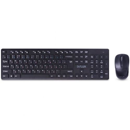 Беспроводной набор Delux DLD-1505OGB, клавиатура и мышь, USB, черный / Комплекты клавиатура+мышь