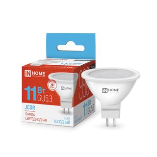 Лампа светодиодная In Home LED-JCDR-VC, 11 Вт, 6500K, холодный белый, GU5.3, форма рефлектор / Лампочки сменные	