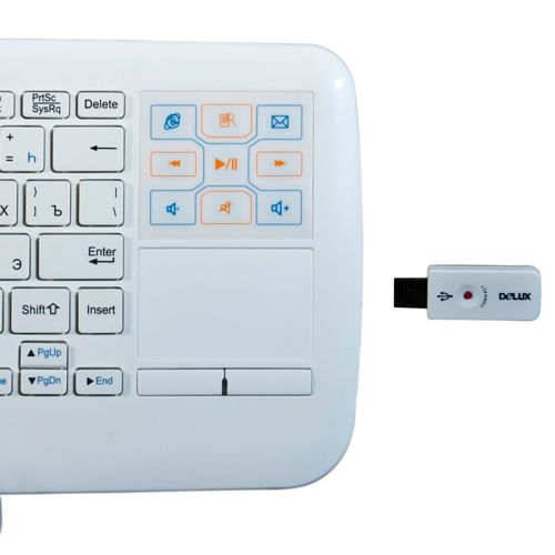 Клавиатура беспроводная Delux DLK-2880GB, соединительный кабель мини-USB, белая / Клавиатуры беспроводные №3
