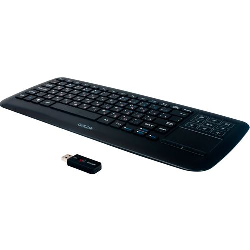 Клавиатура беспроводная Delux DLK-2880GB, соединительный кабель мини-USB, ENG/RUS/KAZ, черная / Клавиатуры беспроводные