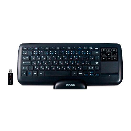 Клавиатура беспроводная Delux DLK-2880GB, соединительный кабель мини-USB, ENG/RUS/KAZ, черная / Клавиатуры беспроводные №2