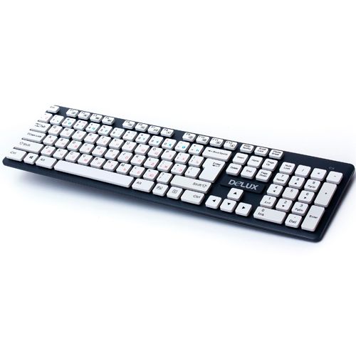 Клавиатура беспроводная Delux DLK-150GW, 12 дополнительных клавиш, черно-белая / Клавиатуры беспроводные oe.kz Клавиатура беспроводная Delux DLK-150GW, 12 дополнительных клавиш, черно-белая / Клавиатуры беспроводные