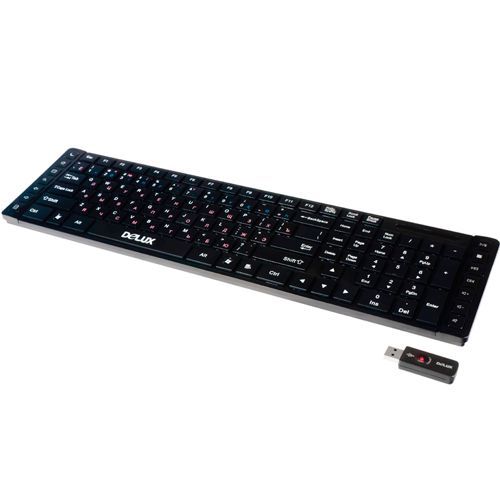 Клавиатура беспроводная Delux DLK-1200GB, 14 дополнительных клавиш, черный / Клавиатуры беспроводные