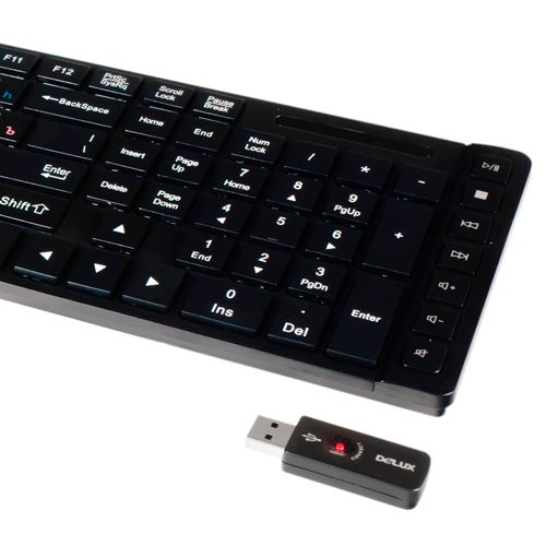 Клавиатура беспроводная Delux DLK-1200GB, 14 дополнительных клавиш, черный / Клавиатуры беспроводные №2