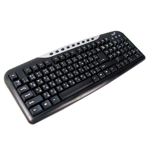 Клавиатура проводная Genius Comfy KB-08x, PS/2, ENG/RUS/KAZ, мультимедийная, черная / Клавиатуры проводные