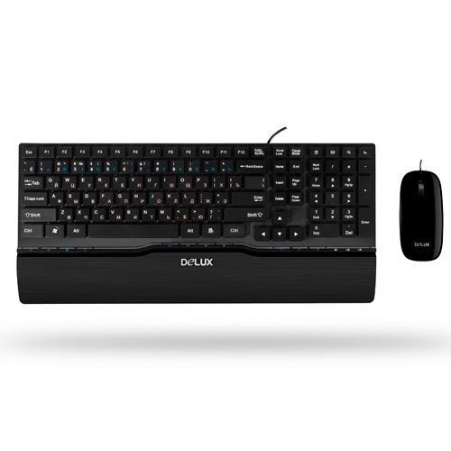 Проводной набор Delux DLD-1811OUB, клавиатура и мышь, USB, черный / Комплекты клавиатура+мышь №2