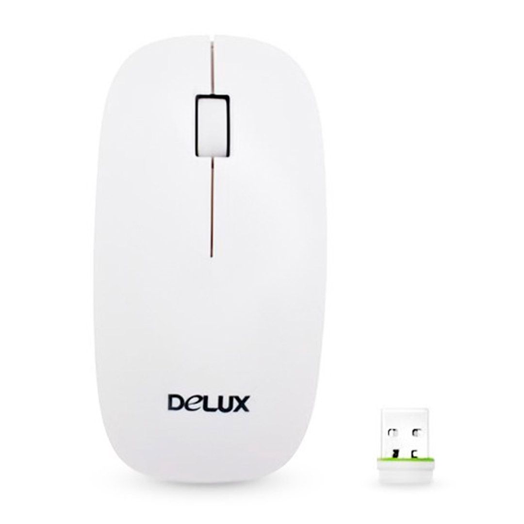 Мышь беспроводная лазерная Delux DLM-111LGW, USB, 3 кнопки, 1000 dpi, белая / Мыши беспроводные
