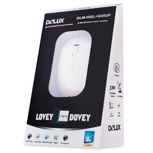 Мышь беспроводная лазерная Delux DLM-111LGW, USB, 3 кнопки, 1000 dpi, белая / Мыши беспроводные №3