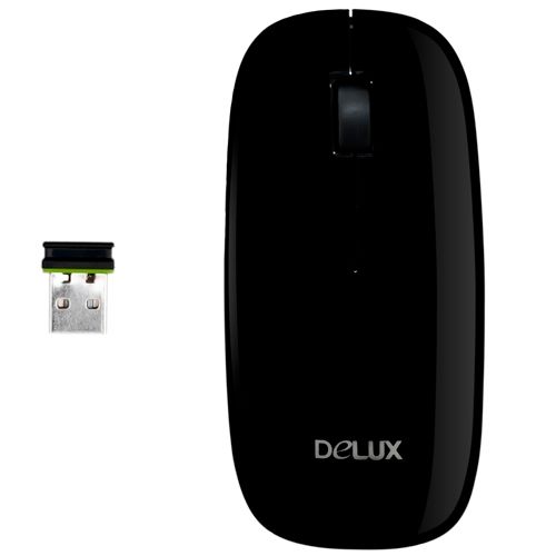 Мышь беспроводная лазерная Delux DLM-111LGB, USB, 3 кнопки, 1000 dpi, черная / Мыши беспроводные №2