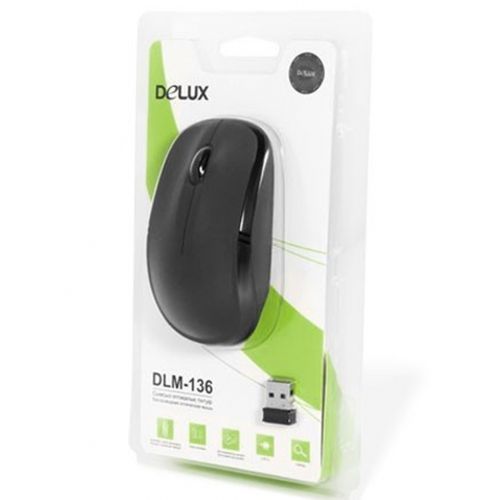 Мышь беспроводная Delux DLM-136OGB, USB, 3 кнопки, 1200 dpi, оптическая, черная / Мыши беспроводные №3