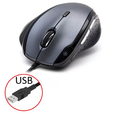 Мышь проводная оптическая Delux DLM-620OUB, USB, 7 кнопок, 1000/1600/2400 dpi, серо-черная / Мыши проводные