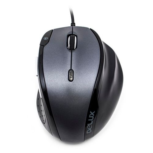 Мышь проводная оптическая Delux DLM-620OUB, USB, 7 кнопок, 1000/1600/2400 dpi, серо-черная / Мыши проводные №2