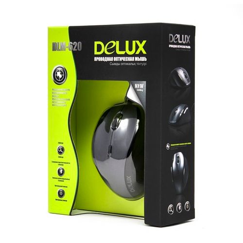 Мышь проводная оптическая Delux DLM-620OUB, USB, 7 кнопок, 1000/1600/2400 dpi, серо-черная / Мыши проводные №3