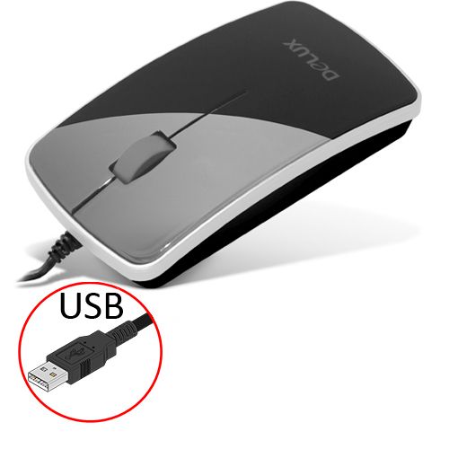 Мышь проводная оптическая Delux DLM-125OUB, USB, 3 кнопки, 1000 dpi, черная / Мыши проводные