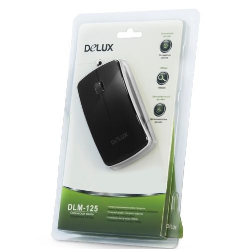 Мышь проводная оптическая Delux DLM-125OUB, USB, 3 кнопки, 1000 dpi, черная / Мыши проводные №3