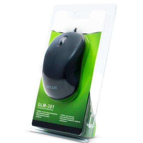 Мышь Delux DLM-391OUB, 1000 dpi, Optical, USB, black / Мыши проводные №3