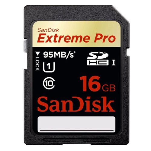 Карта памяти 16 Gb, SanDisk Extreme Pro, SDHC, UHS-1 10 класс скорости / Карты памяти
