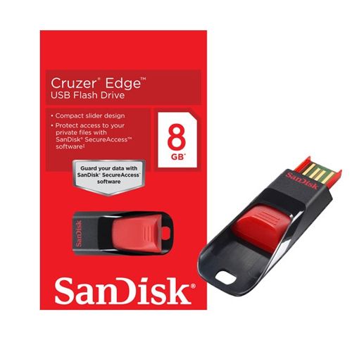 USB-флешка 8 Gb, SanDisk "Cruzer Edge", USB 2.0, черно-красная