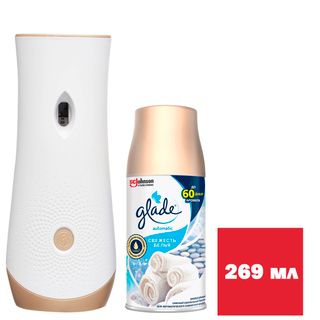 Комплект освежителя воздуха Glade Automatic "Свежесть белья", со сменным баллоном, 269 мл / Диспенсеры для освежителя воздуха