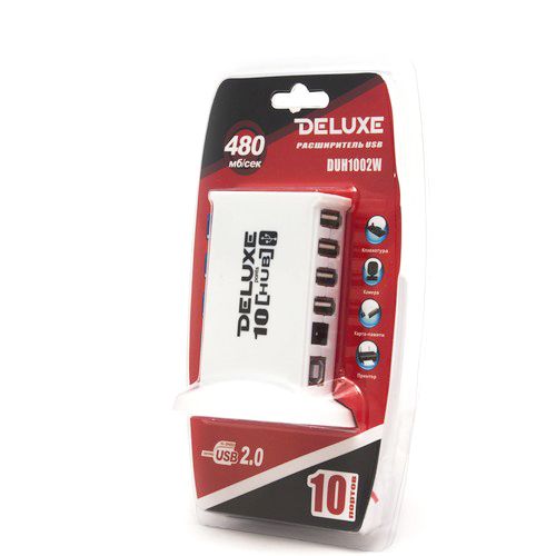 Расширитель USB, Deluxe, DUH1002W, 10 портов, USB 2.0 Hi-Speed, блок питания на 220В, белый / Веб-камеры №2