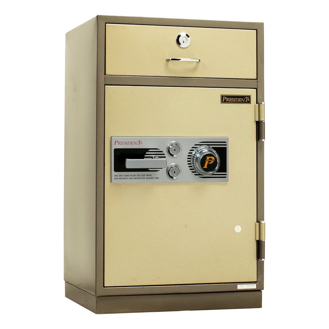 Ночной депозитный сейф President ND150, механический код + 2 ключа + ручка, с выдвижным ящиком / Сейфы