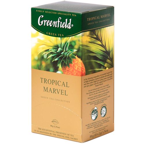Чай Greenfield Tropical Marvel, зеленый, 25 пакетиков / Чай пакетированный