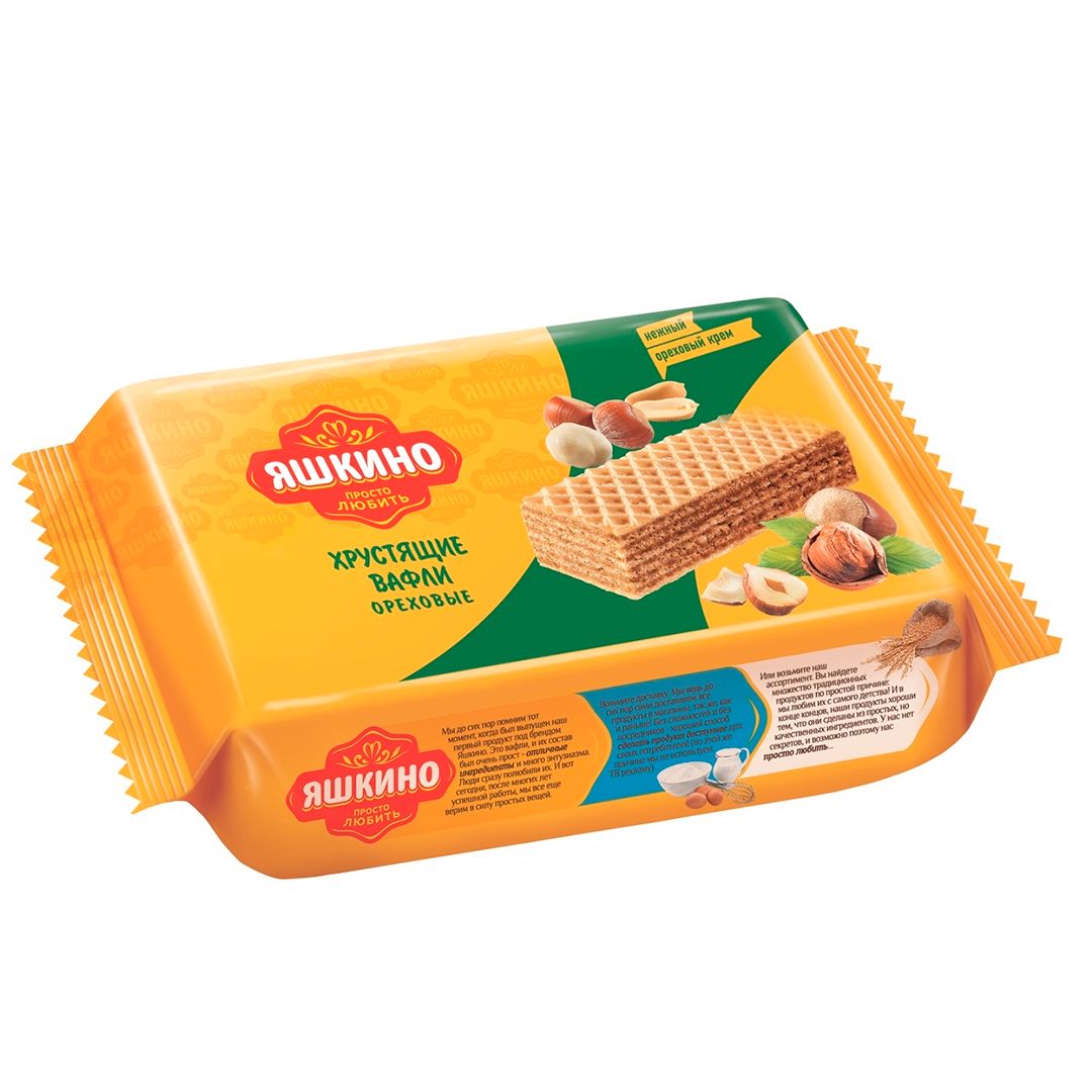 Вафли Яшкино "Жаңғақ", 200 гр / Печенье, вафлилер, крекерлер №2