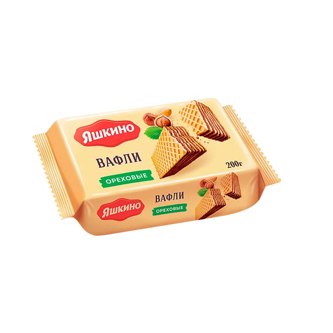 Вафли Яшкино "Ореховые", 200 гр / Вафли, трубочки, крекеры