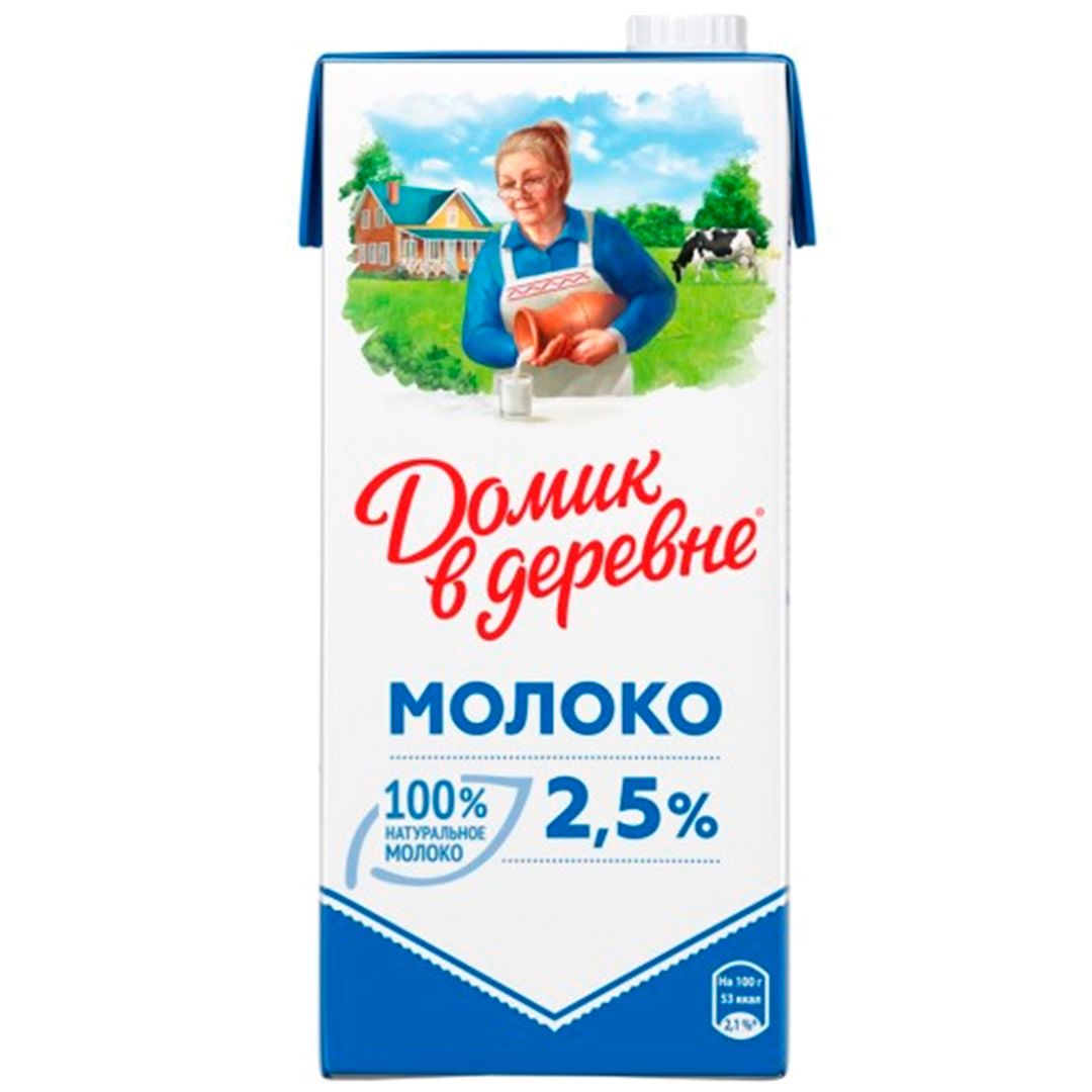 Молоко Домик в деревне, 925 мл, 2,5%, тетрапакет / Молоко и сливки