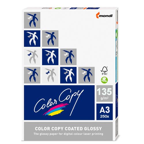 Бумага Color Copy Glossy, A3, 135 гр/м2, 250 листов в пачке, глянцевая / Бумага офисная премиум класса