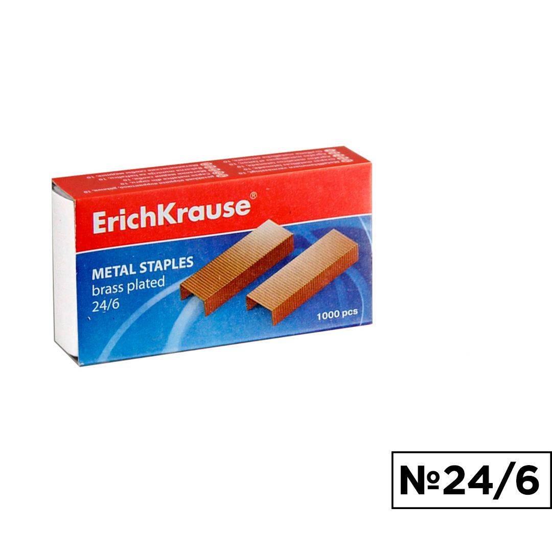 Скобы для степлера Erich Krause №24/6, медные / Скобы для степлеров