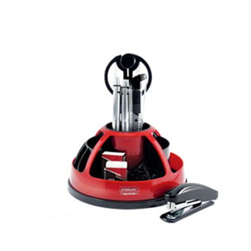 Настольный органайзер O-life, вращающийся, 10 предметов, черно-красный / Подставка с наполнением