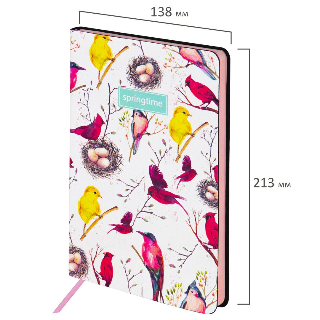 Ежедневник недатированный Brauberg Vista "Birds", А5, 136 л, кожзам / Ежедневники недатированные №2