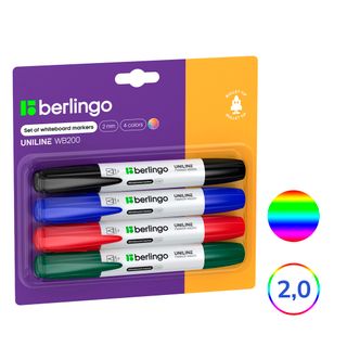 Набор маркеров для доски Berlingo, круглый наконечник 2 мм, ассорти, цена за упаковку / Маркеры для досок