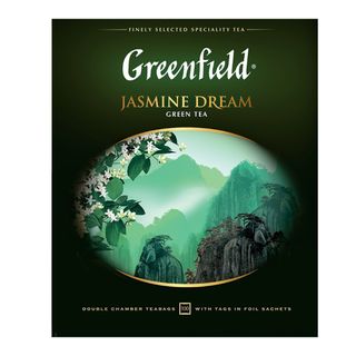 Чай Greenfield Jasmine Dream, зеленый, 100 пакетиков / Чай пакетированный oe.kz Чай Greenfield Jasmine Dream, зеленый, 100 пакетиков / Чай пакетированный