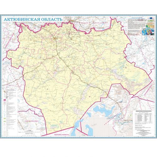 Карта областная Актюбинская, масштаб 1:1 000 000, 790*900 мм,  не ламинированная  / null