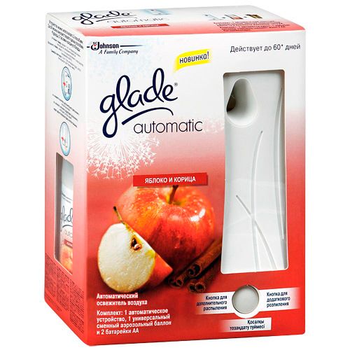 Освежитель воздуха Glade Automatic "Яблоко и корица", со сменным баллоном, 269 мл / Диспенсеры для освежителя воздуха