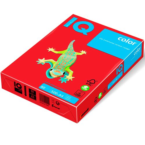 Бумага IQ Color, А4, 80 г/м2, 500 листов, красный / Бумага цветная