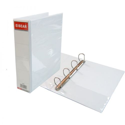 Папка Eisear PVC, А4 формат, на 4 кольцах, корешок 38 мм, белая / Папки на кольцах