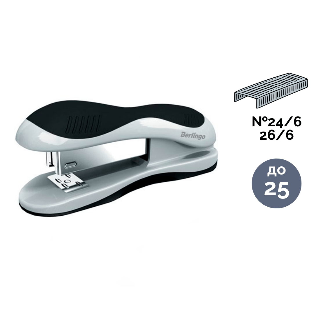 25 параққа дейін қапсырмалағыш степлер, Berlingo "Office Soft", № 24/6, 26/6, пластик, қара / Степлерлер oe.kz 25 параққа дейін қапсырмалағыш степлер, Berlingo "Office Soft", № 24/6, 26/6, пластик, қара / Степлерлер