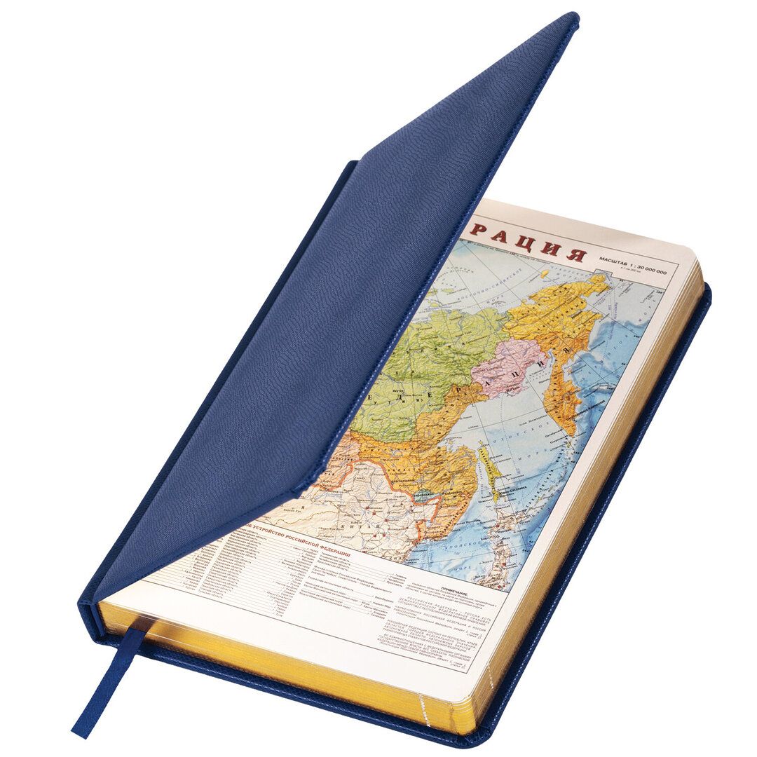 Ежедневник недатированный Brauberg "Iguana", А5, 160 л, кожзам, темно-синий / Ежедневники недатированные №3