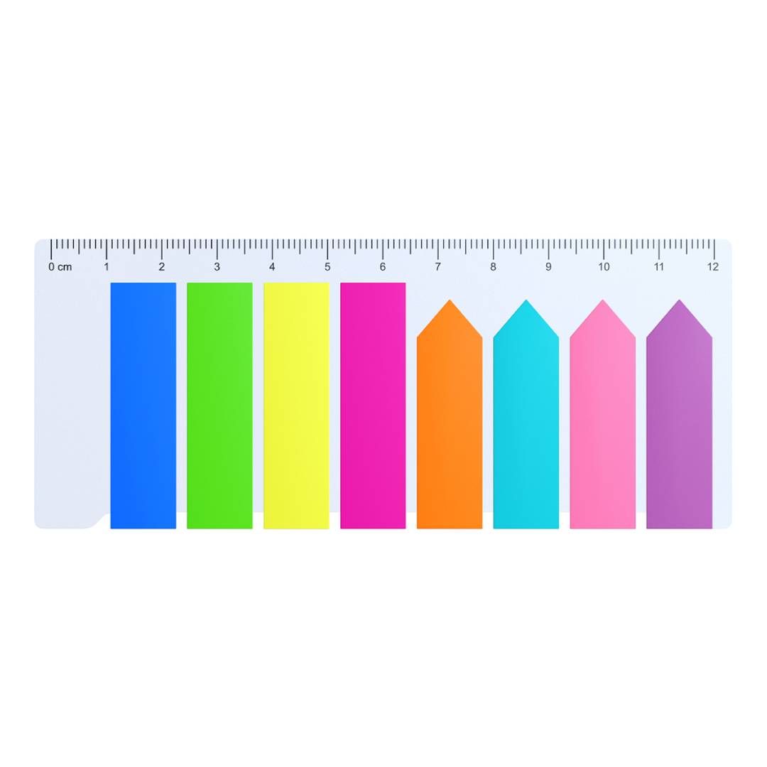 Закладки самоклеящиеся Berlingo, пластиковые, 45*12/42*12 мм, 8 неоновых цветов, с линейкой / Закладки самоклеящиеся №3