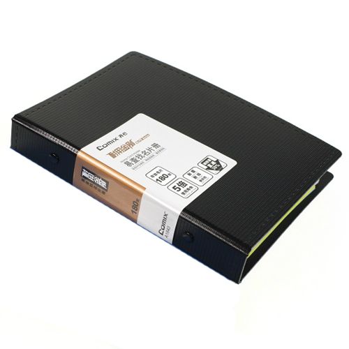 Визитница 3-х рядная на кольцах Comix Elite на 180 визиток, черная / Визитницы настольные